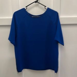 Royal blue box blouse with side zipper detail
